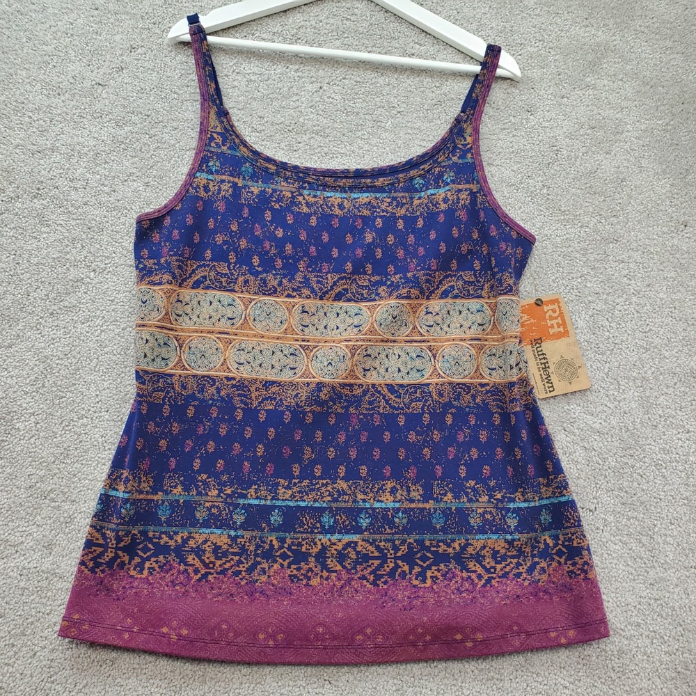 Ruff Hewn Cami Key Tank Top Womens 2X Multi Tile Border Cotton Adjustable Strap